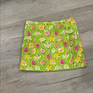 Lilly Pulitzer Green and Pink Floral reversible Mini Skirt